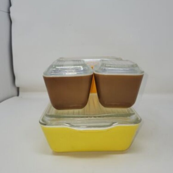 Vintage Pyrex Rare Town and Country Refrigerator Dish Set - 8 Piece Complete - Picture 2 of 16